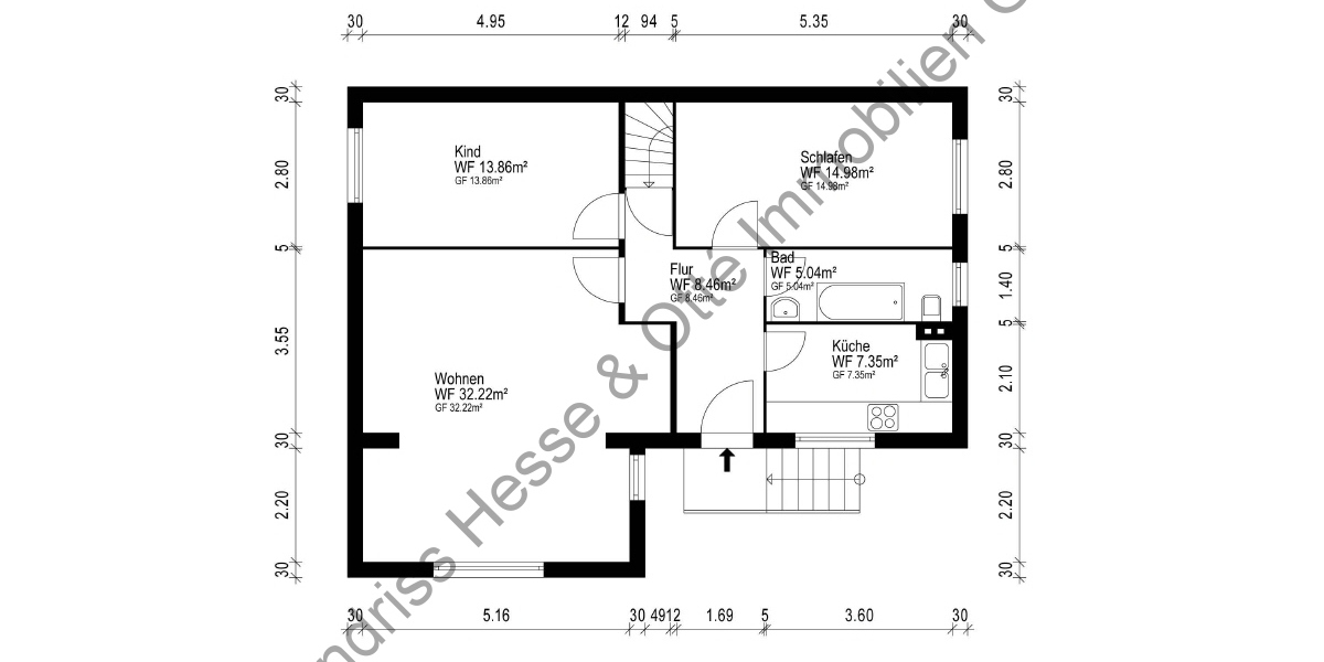 Grundriss EG hinteres Haus